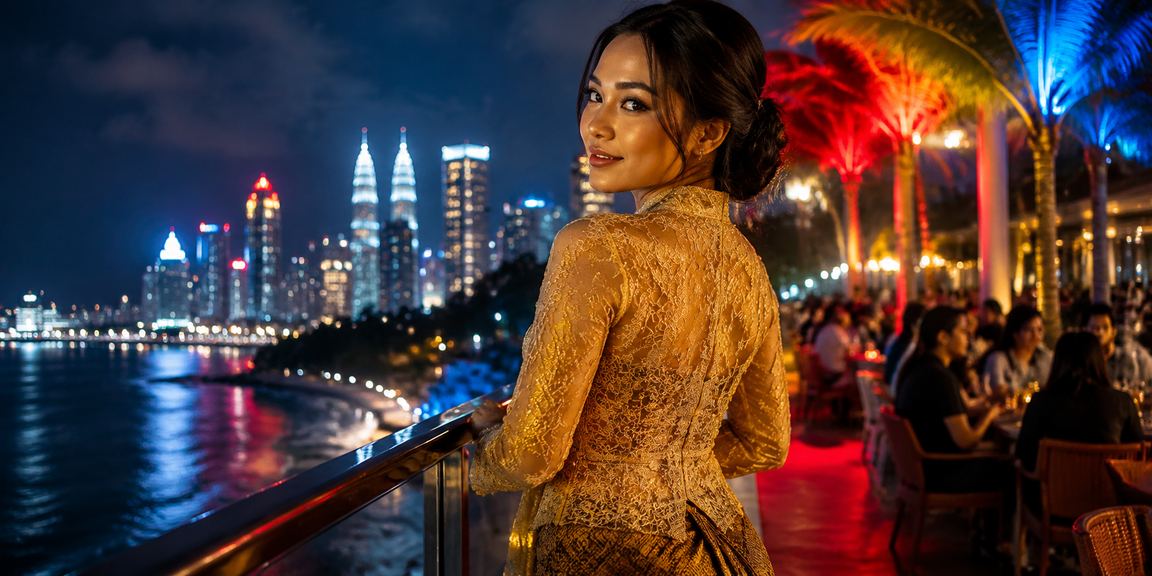 Suasana kasino Kuala Lumpur dengan pemain berkebaya menikmati permainan meja